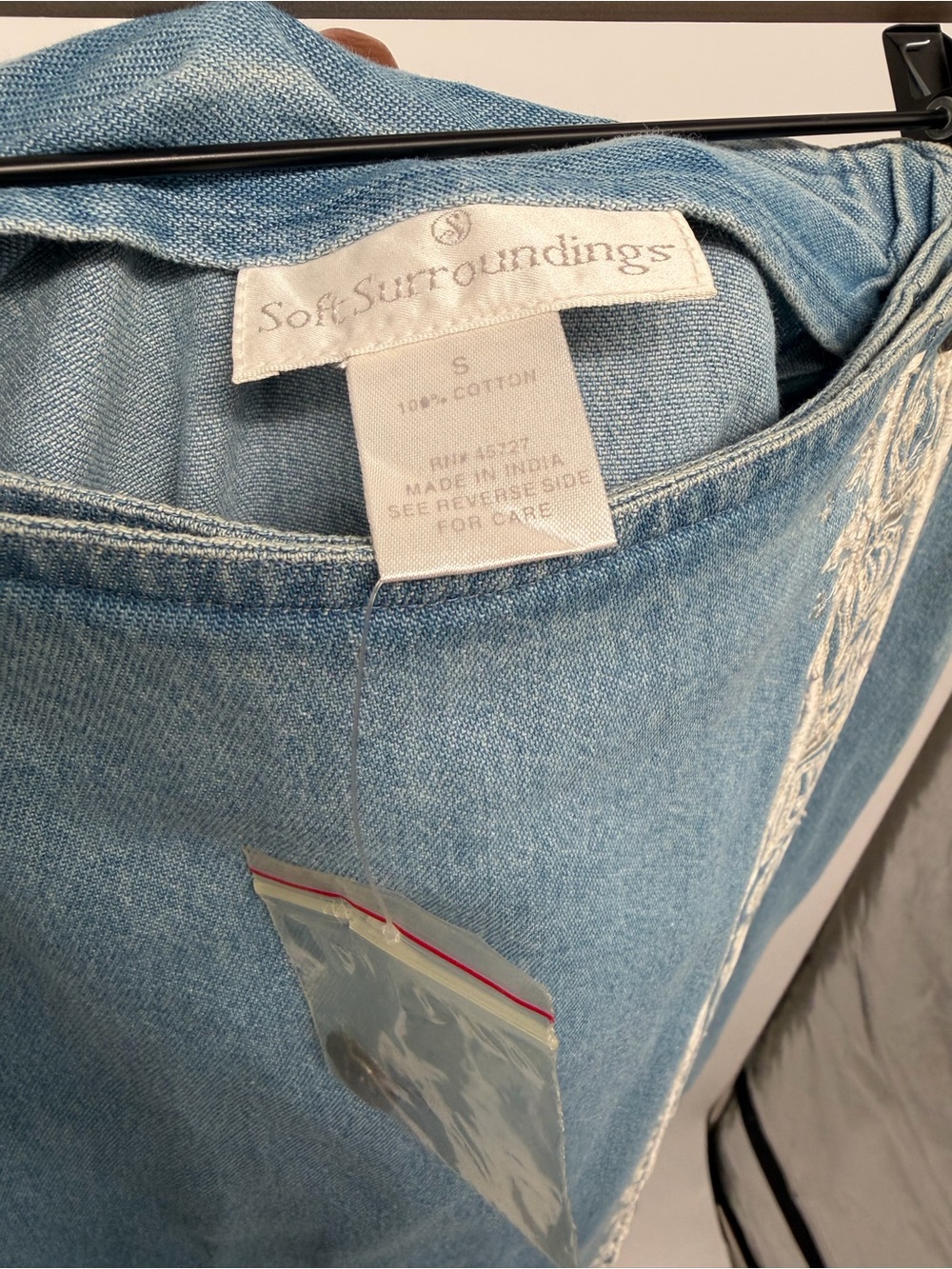 Soft Surroundings Light Blue Embroidered Denim Maxi Skirt - Picture 6 of 6